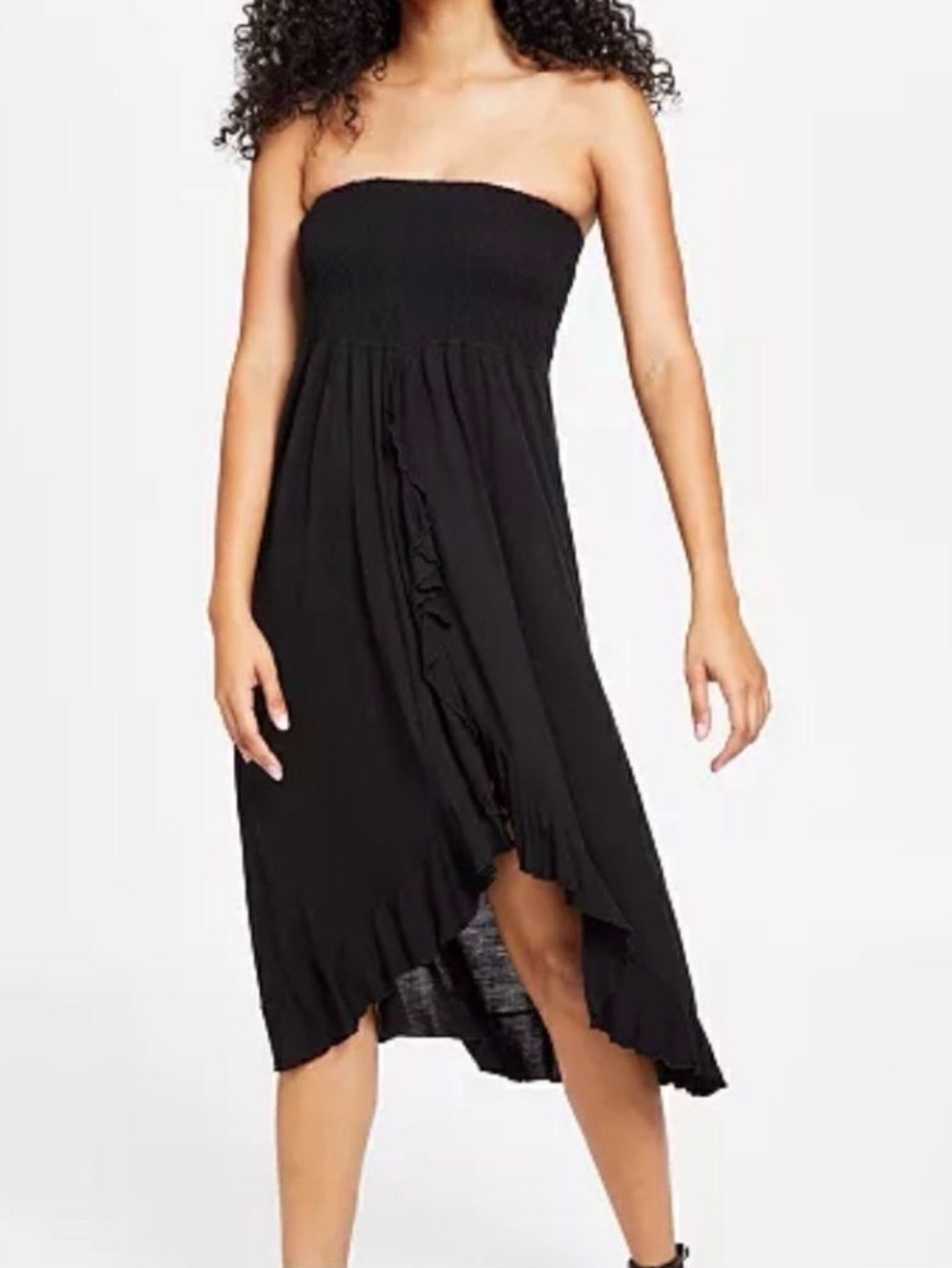Raviya Strapless Ruffle Front And Bottom High-Low Dress.